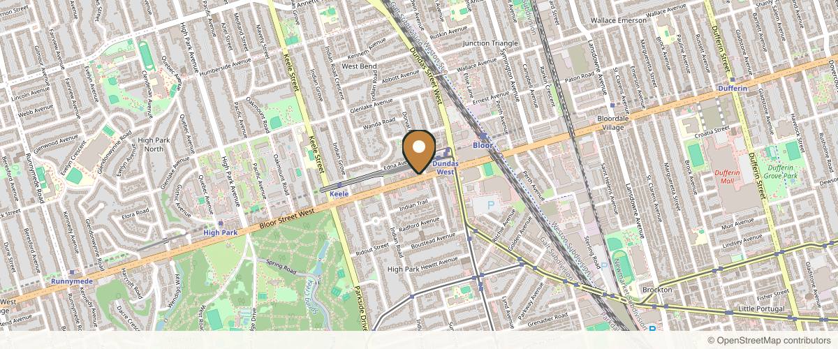 Map showing the exact location of The ART Clinic Aesthetic Room Toronto at 1588 Bloor St W, Toronto, ON M6P 1A7, Canada