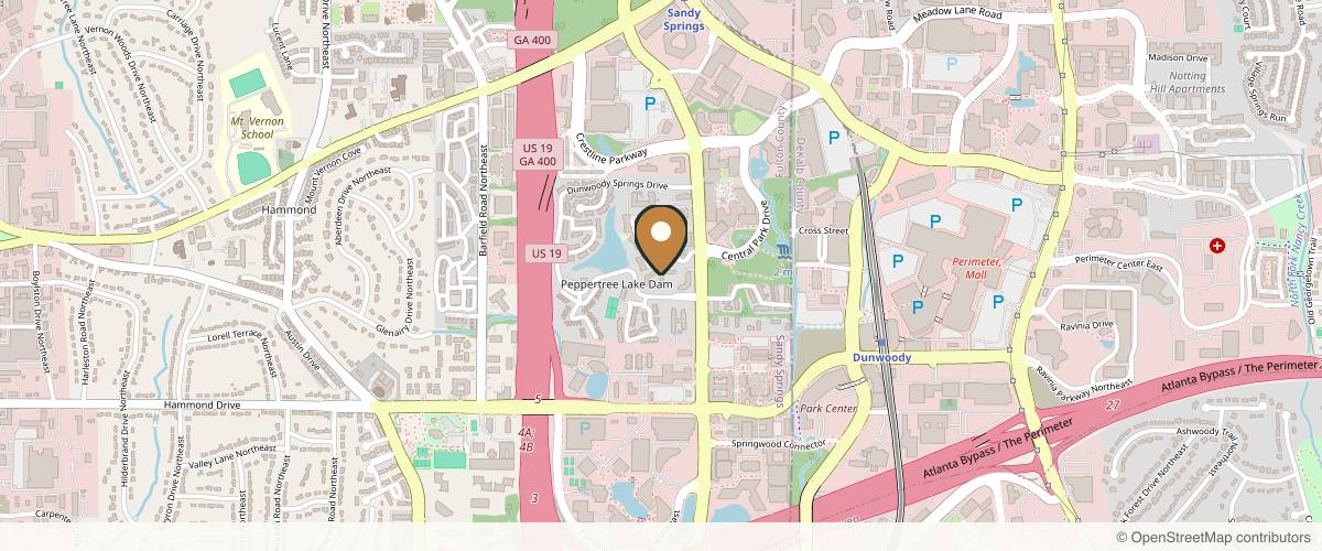 Map showing the exact location of The Atlanta Aesthetician "Aesthetics of Atlanta at 6160 Peachtree Dunwoody Rd NE Ste A 105, Atlanta, GA 30328, USA