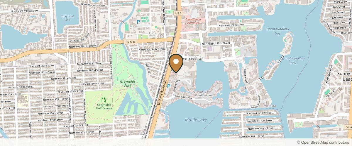 Map showing the exact location of The Beauty Clinic at 18157 Biscayne Blvd, Aventura, FL 33160, USA