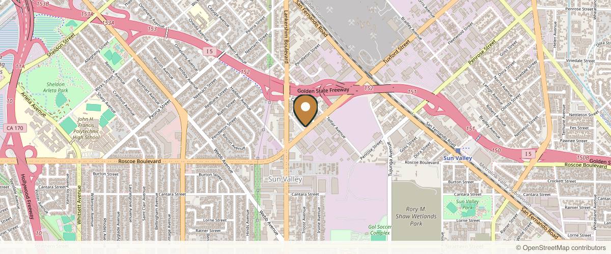 Map showing the exact location of The Beauty Clinic at 11649 Tuxford St, Sun Valley, CA 91352, USA