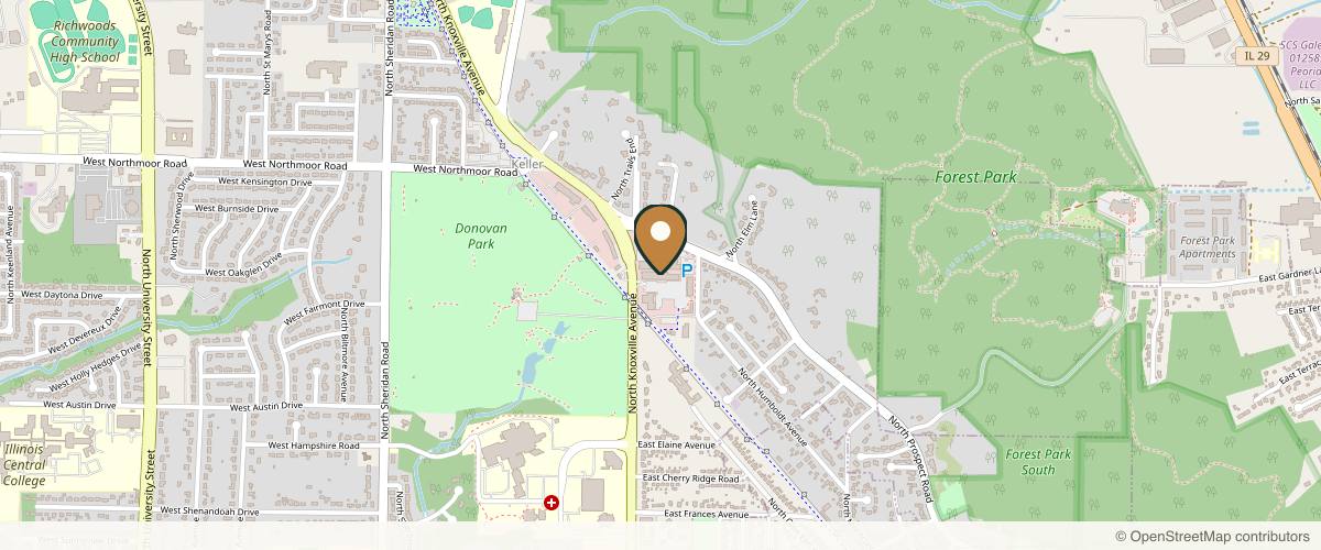 Map showing the exact location of The Beauty Lounge Of Peoria at 5901 N Prospect Rd Ste 106, Peoria, IL 61614, USA