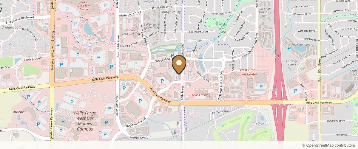 Map showing the exact location of The Beauty Pact at 595 S 60th St Apt 115, West Des Moines, IA 50266, USA