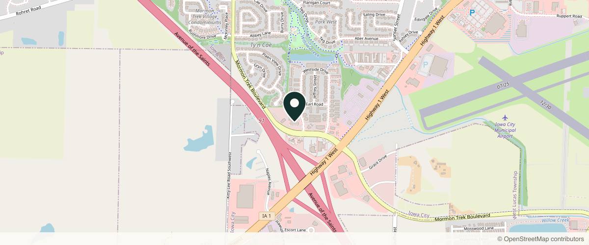Map showing the exact location of The Bilancia at 2220 Mormon Trek Blvd, Iowa City, IA 52246, USA