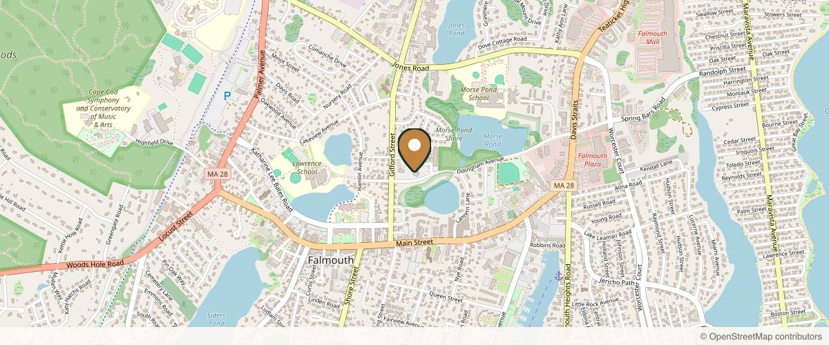 Map showing the exact location of The Blu Pearl Luxury Day and Medical Spa at 100 Dillingham Ave Unit 110, Falmouth, MA 02540, USA