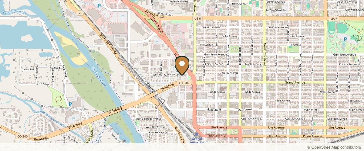 Map showing the exact location of The Body Shop Facial Spa at 200 W Grand Ave Unit A, Grand Junction, CO 81501, USA