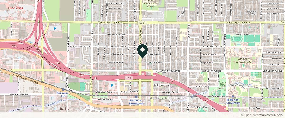 Map showing the exact location of The Botox Spot at 914 Orange St Ste E, Redlands, CA 92374, USA