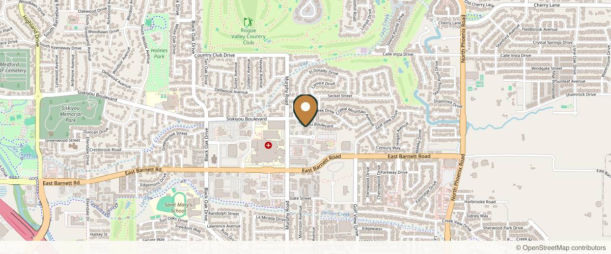 Map showing the exact location of The Clinic for Dermatology & Wellness at 2924 Siskiyou Blvd Ste 200, Medford, OR 97504, USA