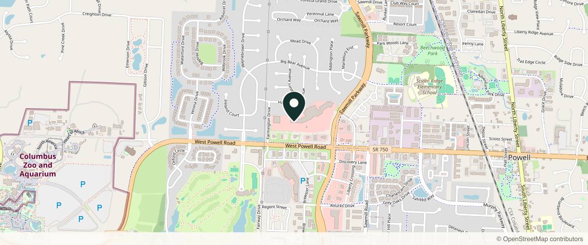 Map showing the exact location of The Confidence Lab at 4038 W Powell Rd, Powell, OH 43065, USA