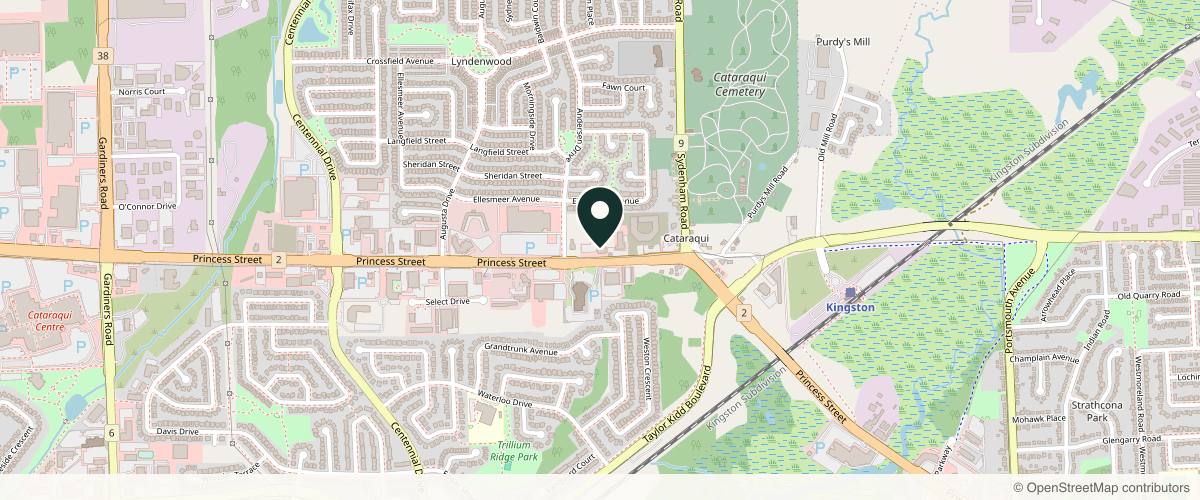Map showing the exact location of the Cooper Clinic at 2300 Princess St, Kingston, ON K7M 3G4, Canada