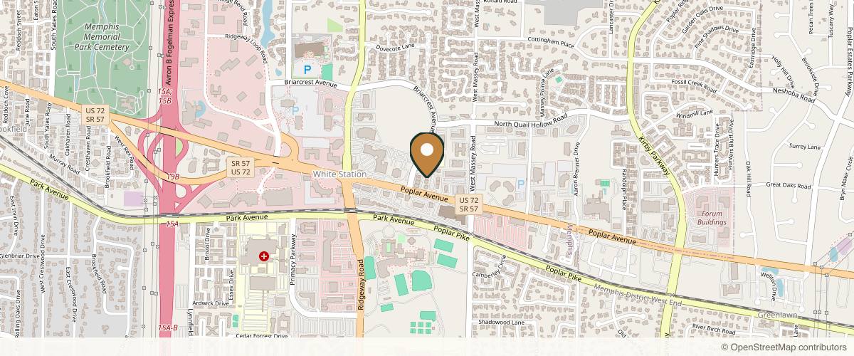 Map showing the exact location of The Cosmetic Center At Levy Dermatology at 6252 Poplar Ave, Memphis, TN 38119, USA