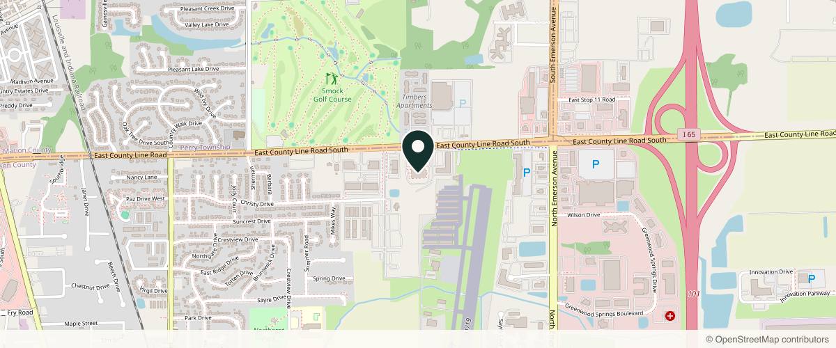 Map showing the exact location of The Dermatology Center of Indiana at 701 E County Line Rd suite 302, Greenwood, IN 46143