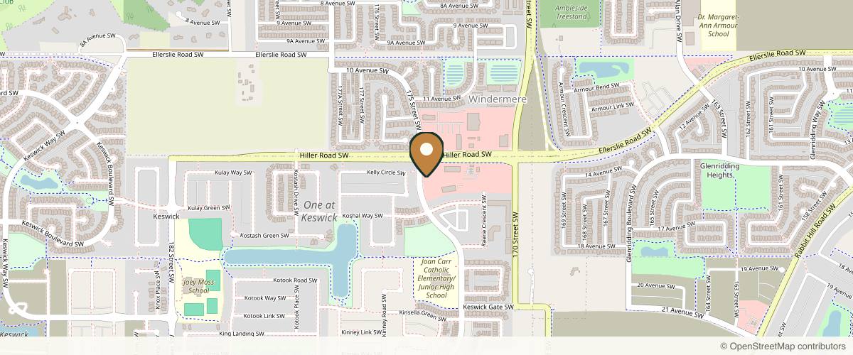 Map showing the exact location of The Face Institute at 1021 Keswick Dr SW, Edmonton, AB T6W 4T4, Canada