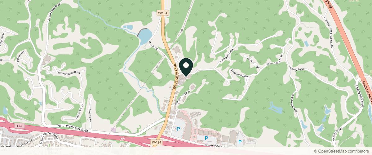 Map showing the exact location of The Facial Center - Hurricane at 200 Prestige Park Dr, Hurricane, WV 25526, USA