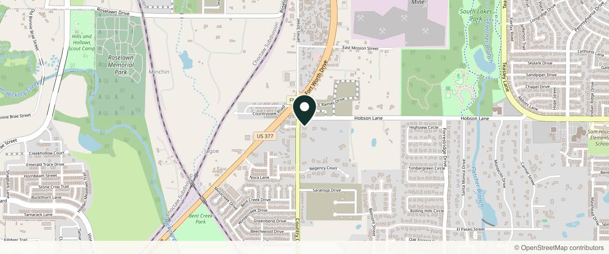 Map showing the exact location of The Filling Station at 2921 Country Club Rd #101, Denton, TX 76210, USA