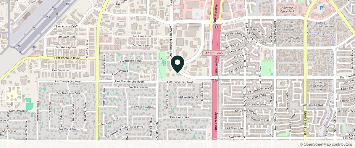 Map showing the exact location of The Flawless Lab - Medspa at 13840 N Northsight Blvd #117, Scottsdale, AZ 85260, USA