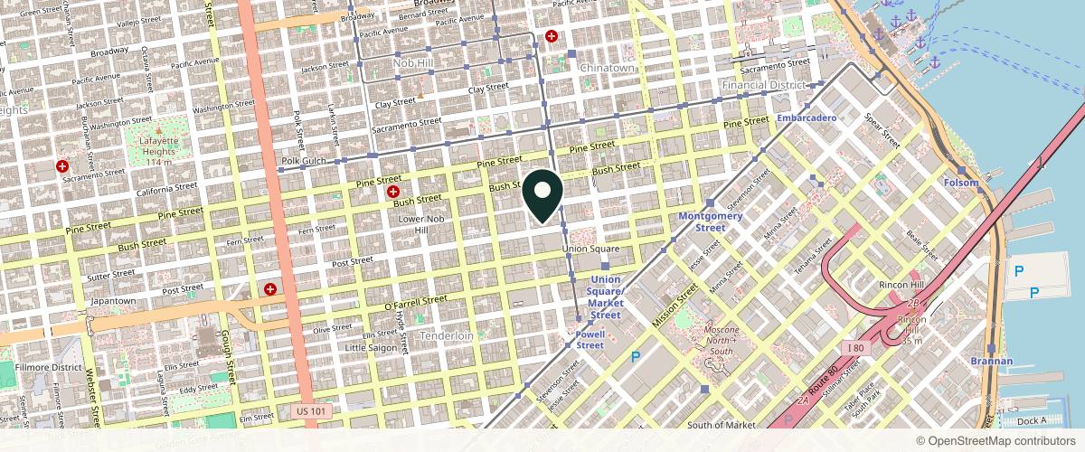 Map showing the exact location of The G Spa San Francisco at 460 Post St, San Francisco, CA 94102, USA