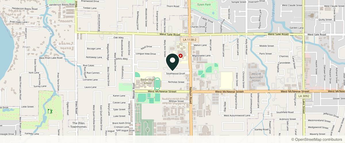 Map showing the exact location of The Gallery of Dermatology and Advanced Aesthetics at 1936 Southwood Dr, Lake Charles, LA 70605, USA