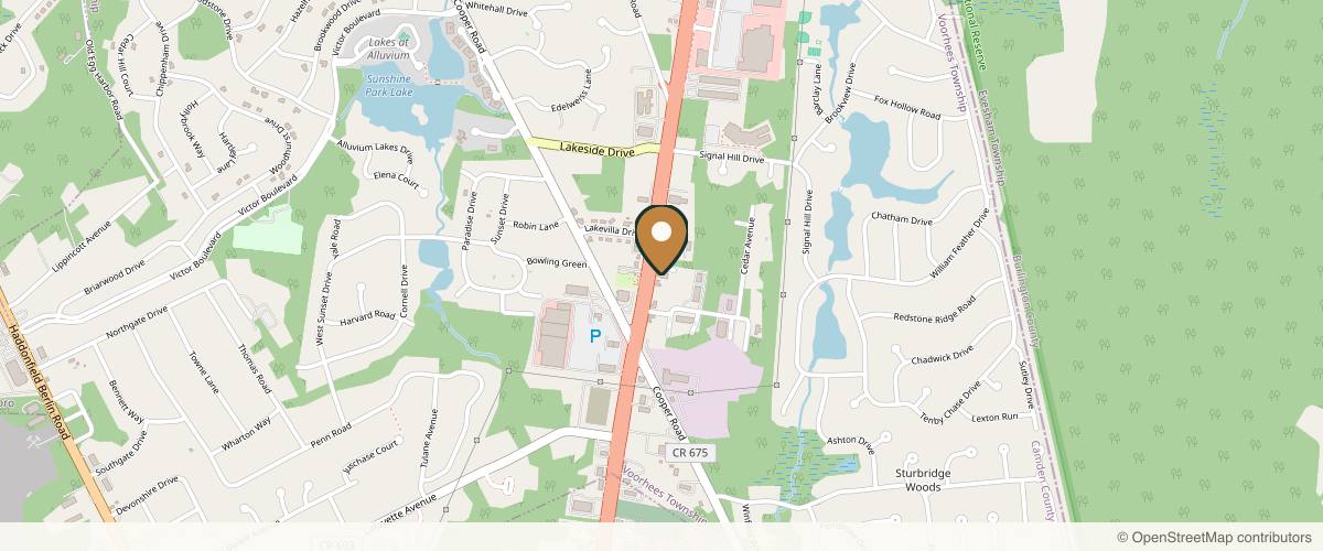 Map showing the exact location of The Garden Medical Spa at 100 NJ-73 Ste 1, Voorhees Township, NJ 08043, USA