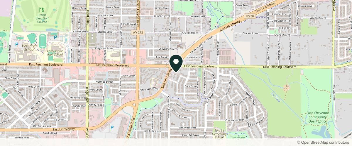 Map showing the exact location of The Good Wax Studio at 4515 E Pershing Blvd a, Cheyenne, WY 82001, USA