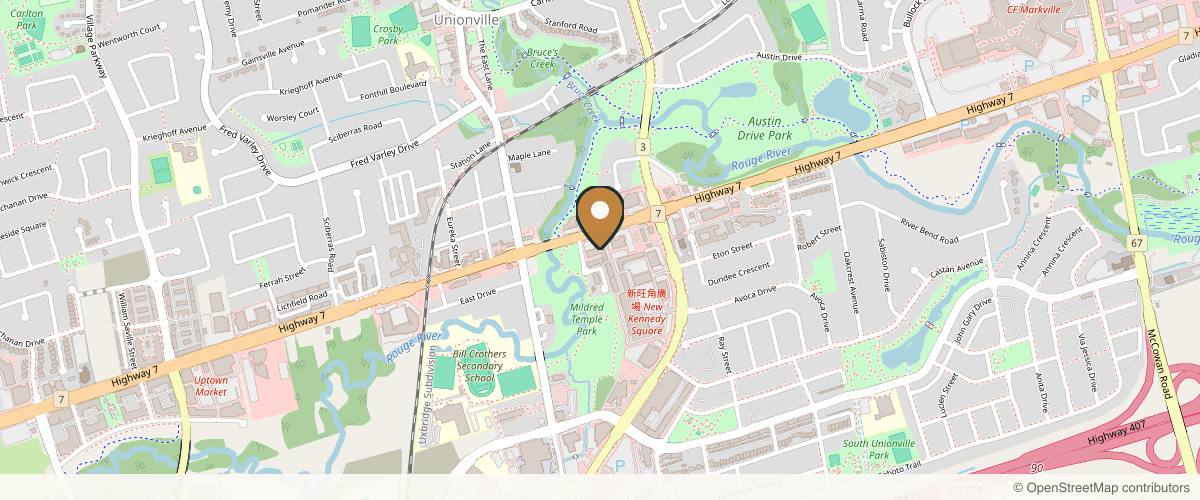 Map showing the exact location of The Grand Medical Aesthetic Clinic - Skin Rejuvenation and Injectables Clinic at 4581 Hwy 7 #103B, Unionville, ON L3R 1M6, Canada