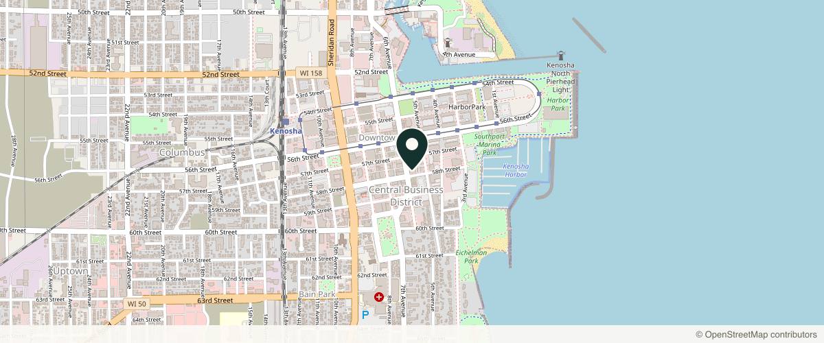 Map showing the exact location of The Happy Waxer & Aesthetic Spa at 520 58th St Suite 116, Kenosha, WI 53140, USA