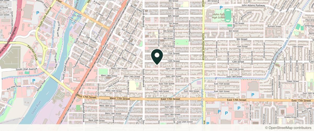 Map showing the exact location of The Healing Sanctuary- Integrative Medicine & IV Therapy at 187 E 13th St, Idaho Falls, ID 83404, USA