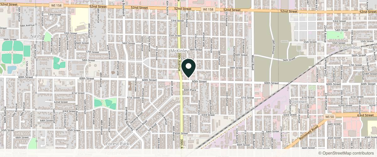 Map showing the exact location of The Injection Bar at 5928 38th Ave, Kenosha, WI 53144, USA