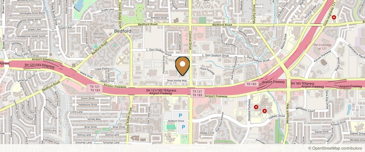 Map showing the exact location of The Injections Lab at Happy State Bank, 1901 Central Dr #317, Bedford, TX 76021, USA