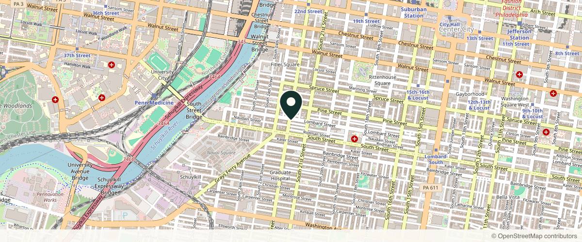 Map showing the exact location of The J Spot - Philly Botox, Filler & Facials at 501 S 22nd St, Philadelphia, PA 19146, USA