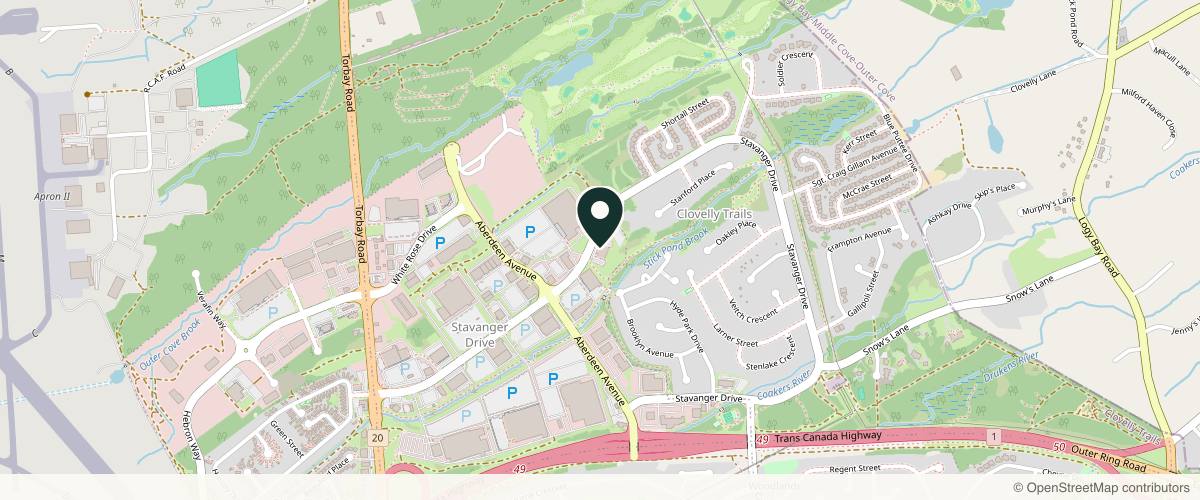 Map showing the exact location of The Landells Clinic at 120 Stavanger Dr #104, St. John's, NL A1A 5E8, Canada