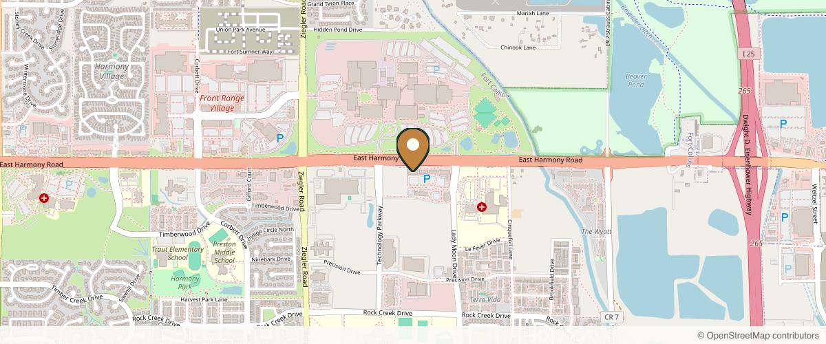 Map showing the exact location of The Luxe Room at 3491 E Harmony Rd Ste 220, Fort Collins, CO 80528, USA