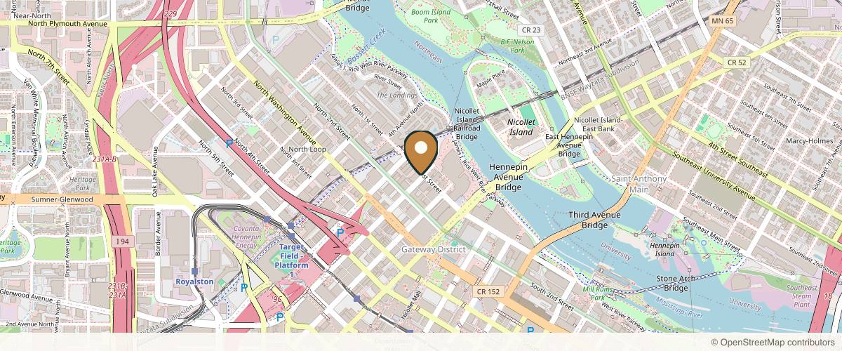 Map showing the exact location of The Luxen Collective at 90 2nd Ave N Suite 10, Minneapolis, MN 55401, USA