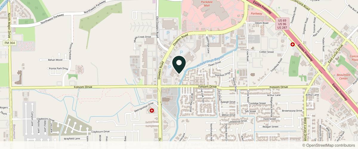 Map showing the exact location of The Med Spa at 7 Bayoubrandt Dr #7, Beaumont, TX 77706, USA