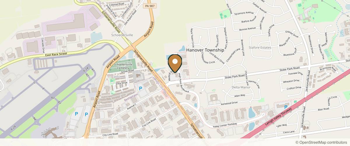 Map showing the exact location of The Med Spa St. Luke's - Bethlehem at 3445 High Point Blvd, Bethlehem, PA 18017, USA