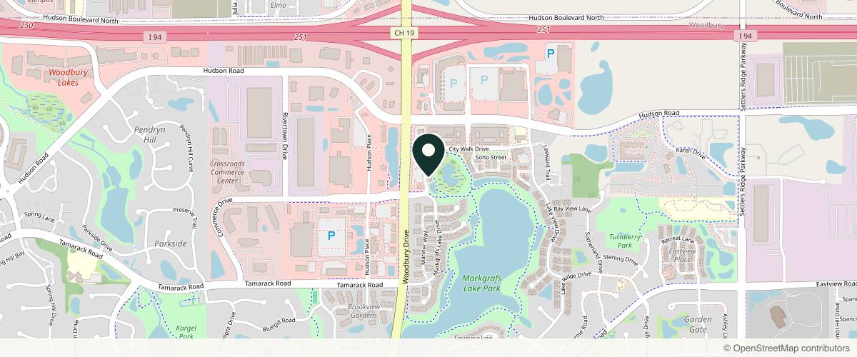 Map showing the exact location of The Med Spa Woodbury at 10035 City Walk Dr, Woodbury, MN 55129, USA