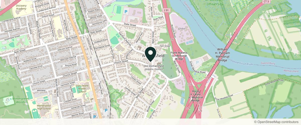 Map showing the exact location of The MedSpa Old Wethersfield at 249 Main St, Wethersfield, CT 06109, USA