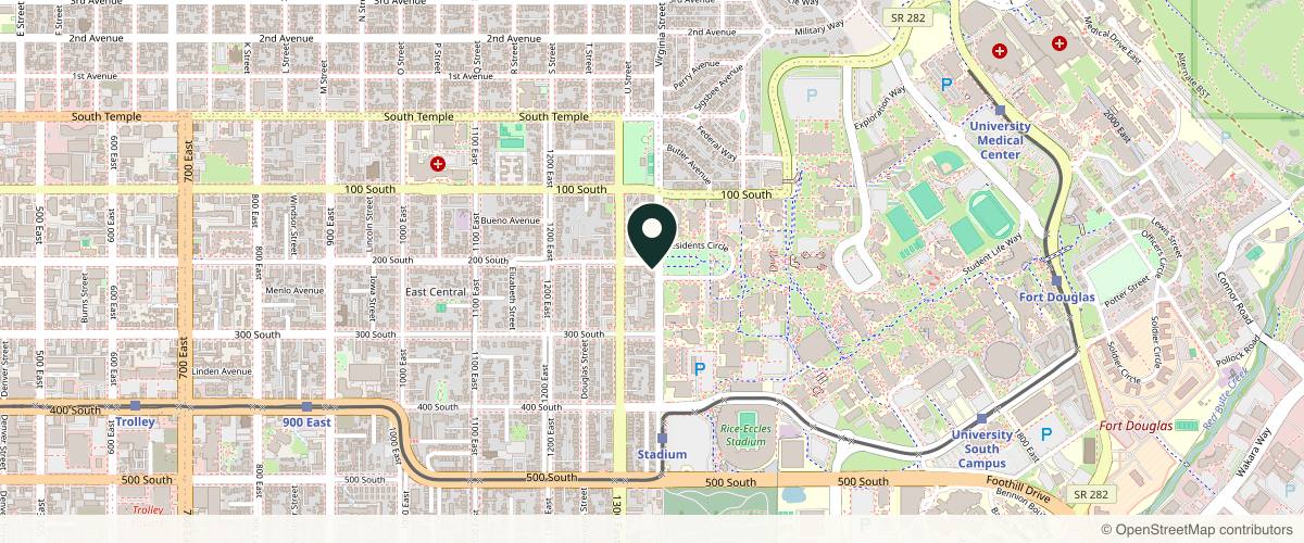 Map showing the exact location of The Mint Facial Bar & Med Spa at 1340 E 200 S, Salt Lake City, UT 84102, USA