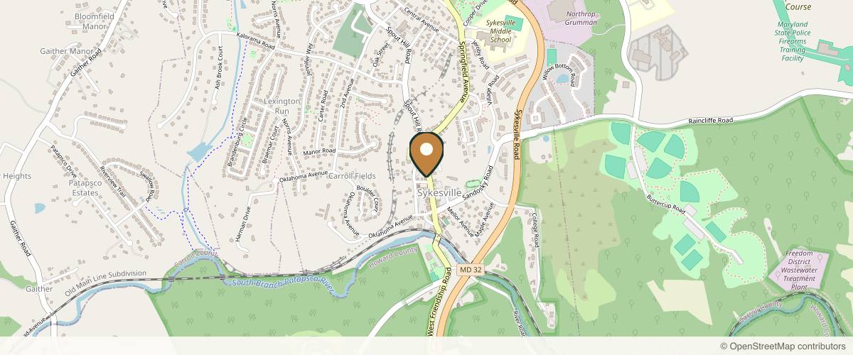 Map showing the exact location of The Natural Aesthetic Medspa at 7528 W Main St Ste 102, Sykesville, MD 21784, USA