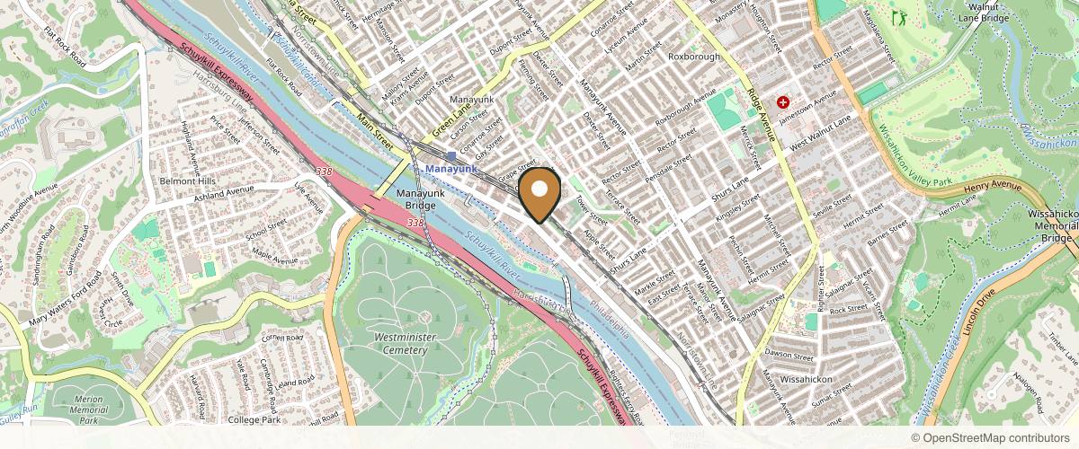 Map showing the exact location of The Nice Needle Nurse at 4239 Main St, Philadelphia, PA 19127, USA