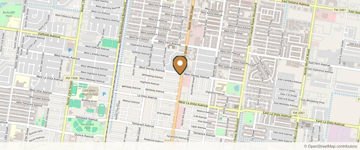 Map showing the exact location of The One Med Spa at 2717 N 10th St, McAllen, TX 78501, USA