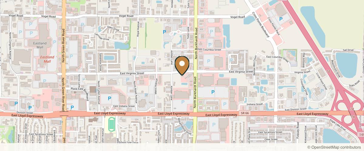 Map showing the exact location of The Only Facial Evansville at 6225 E Virginia St Ste b, Evansville, IN 47715, USA