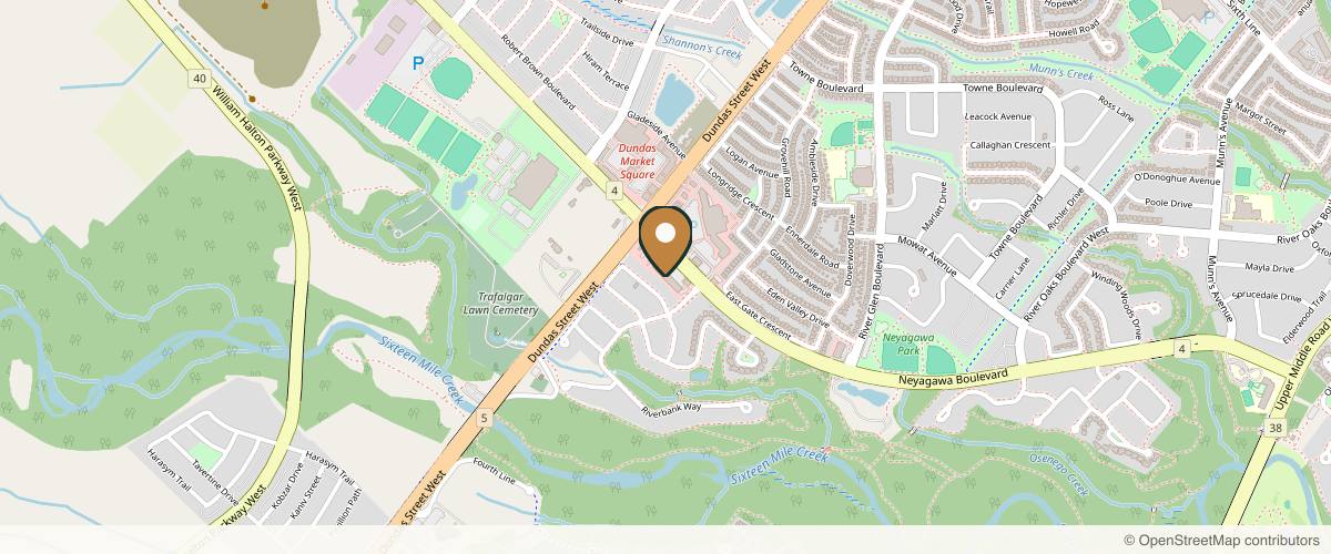 Map showing the exact location of the pür glow Medical Spa at 2460 Neyagawa Blvd, Oakville, ON L6H 7P4, Canada