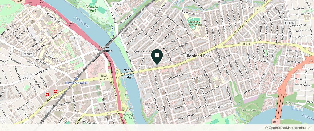 Map showing the exact location of The Park MedSpa at 85 Raritan Ave #410, Highland Park, NJ 08904, USA