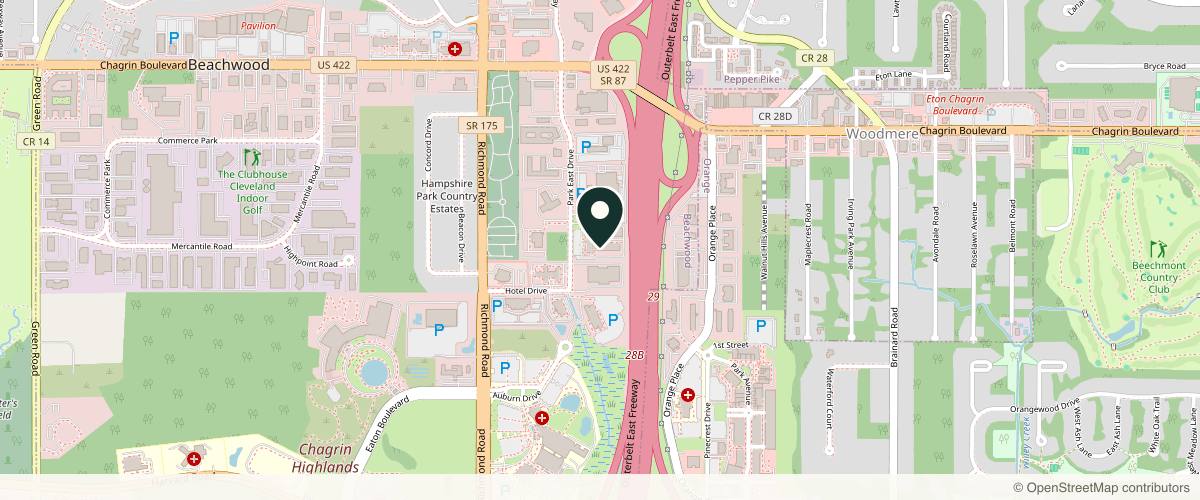 Map showing the exact location of The Parker Skin & Aesthetic Clinic at 3737 Park E Dr #109, Beachwood, OH 44122, USA