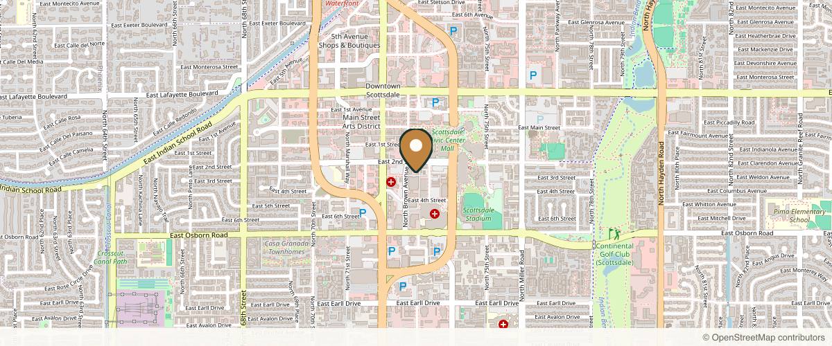 Map showing the exact location of The Perfect Secret Med Spa at 7301 E 2nd St Ste 200, Scottsdale, AZ 85251, USA
