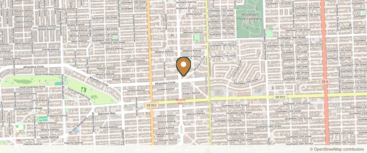 Map showing the exact location of The Plump Room at 147 Alhambra Cir #205, Coral Gables, FL 33134, USA