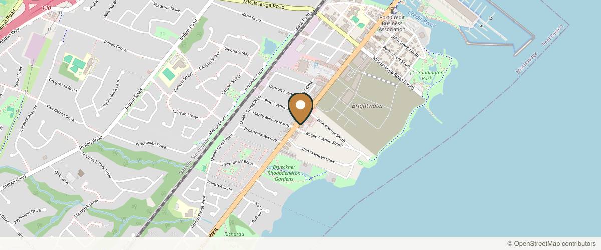 Map showing the exact location of The Powder Room at 333 Lakeshore Rd W, Mississauga, ON L5H 1G9, Canada
