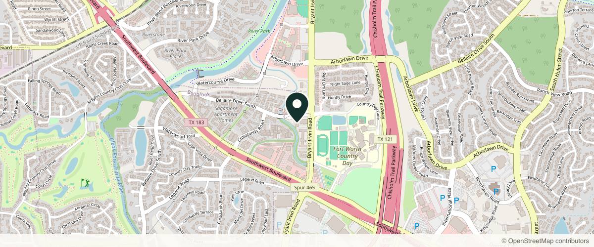 Map showing the exact location of The Preserve Med Spa & Wellness at 5521 Bellaire Dr S #116, Fort Worth, TX 76109, USA