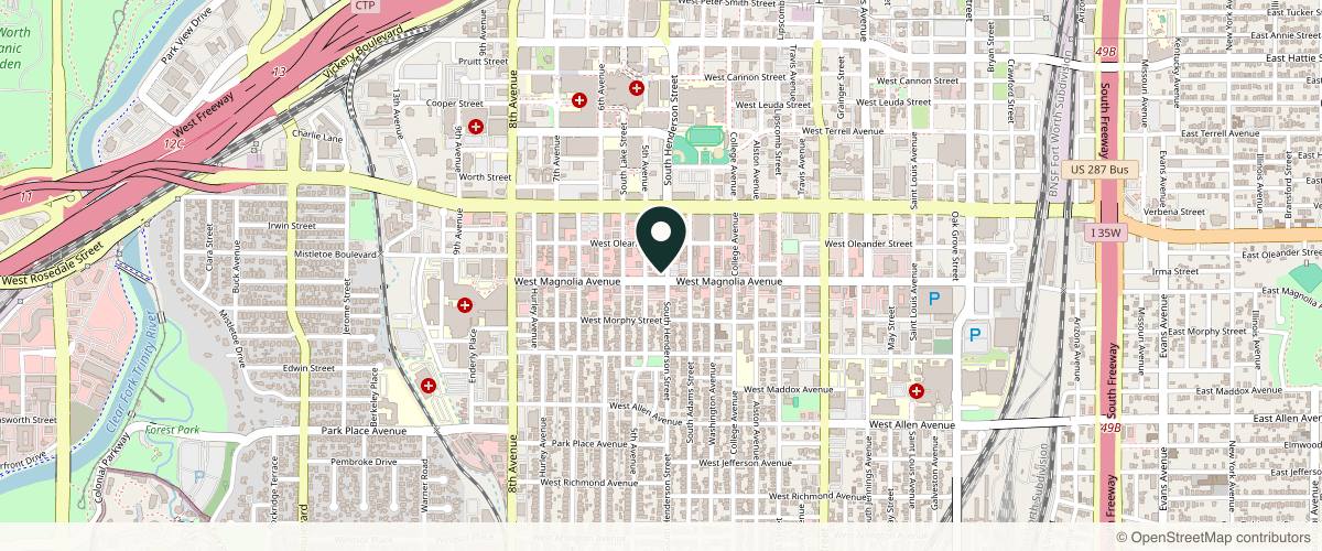 Map showing the exact location of The Retreat Medical Spa at 1200 W Magnolia Ave Ste 100, Fort Worth, TX 76104, USA