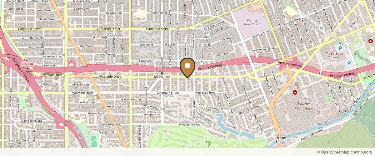 Map showing the exact location of The Skin Agency at 10220 Riverside Dr Ste A, Toluca Lake, CA 91602, USA